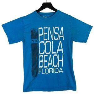 Florida Pensacola Beach Shirt Mens Size Small Unisex Crewneck Graphic Tee‎ Blue